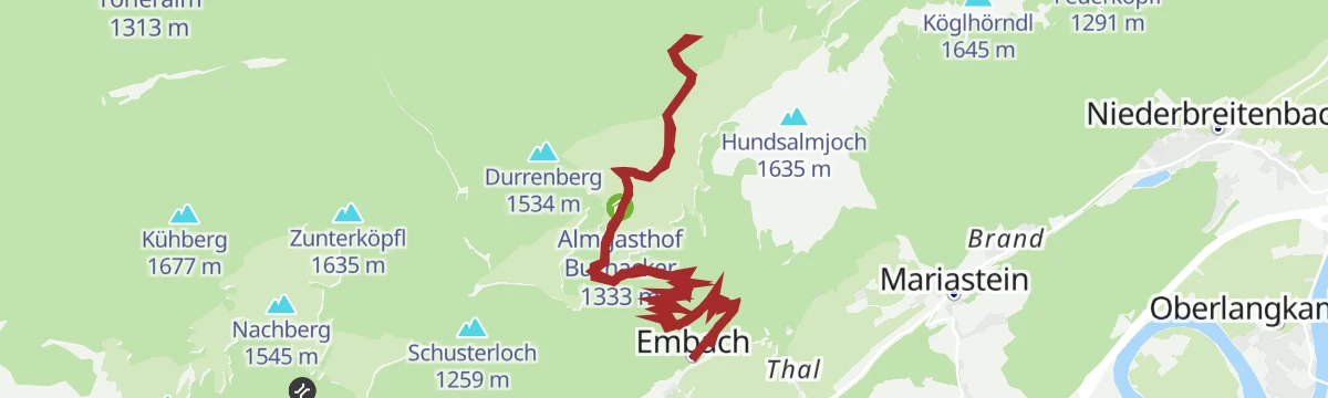 Route map: Wanderung zur Hundalm Eis- und Tropfsteinhöhle
